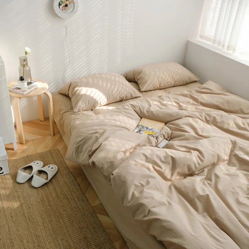 Washed Cotton Solid Bedding Set - WhisperLinens