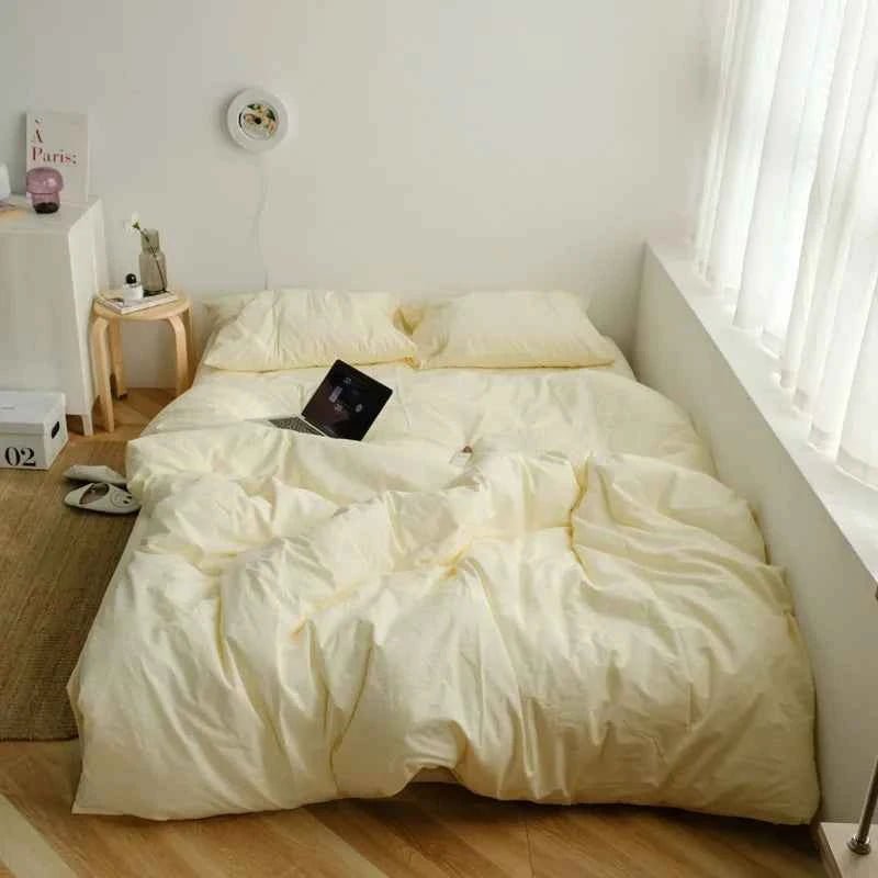 Washed Cotton Solid Bedding Set - WhisperLinens