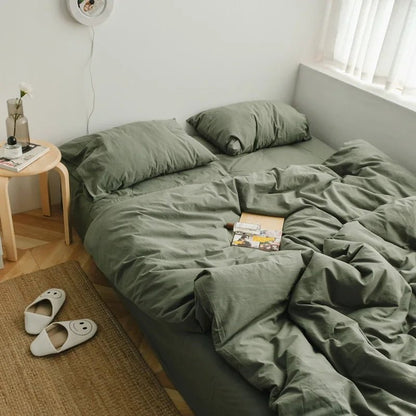 Washed Cotton Solid Bedding Set - WhisperLinens