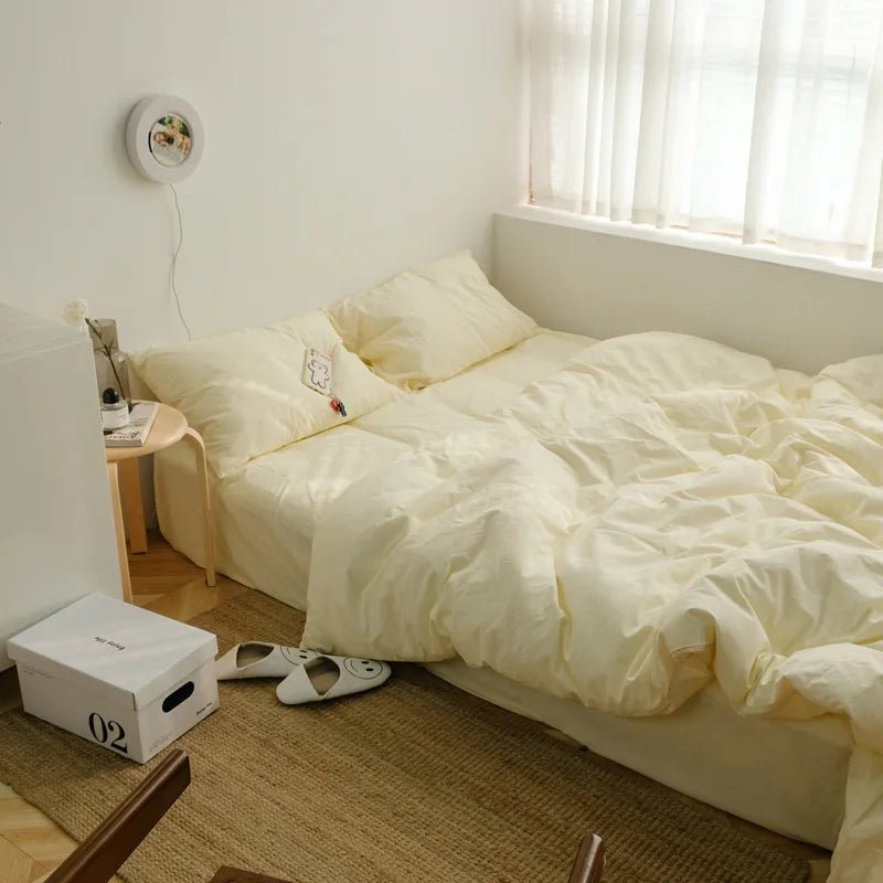Washed Cotton Solid Bedding Set - WhisperLinens