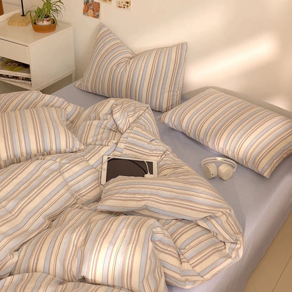 Washed Cotton Stripe Bedding Collection - WhisperLinens