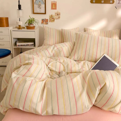Washed Cotton Stripe Bedding Collection - WhisperLinens