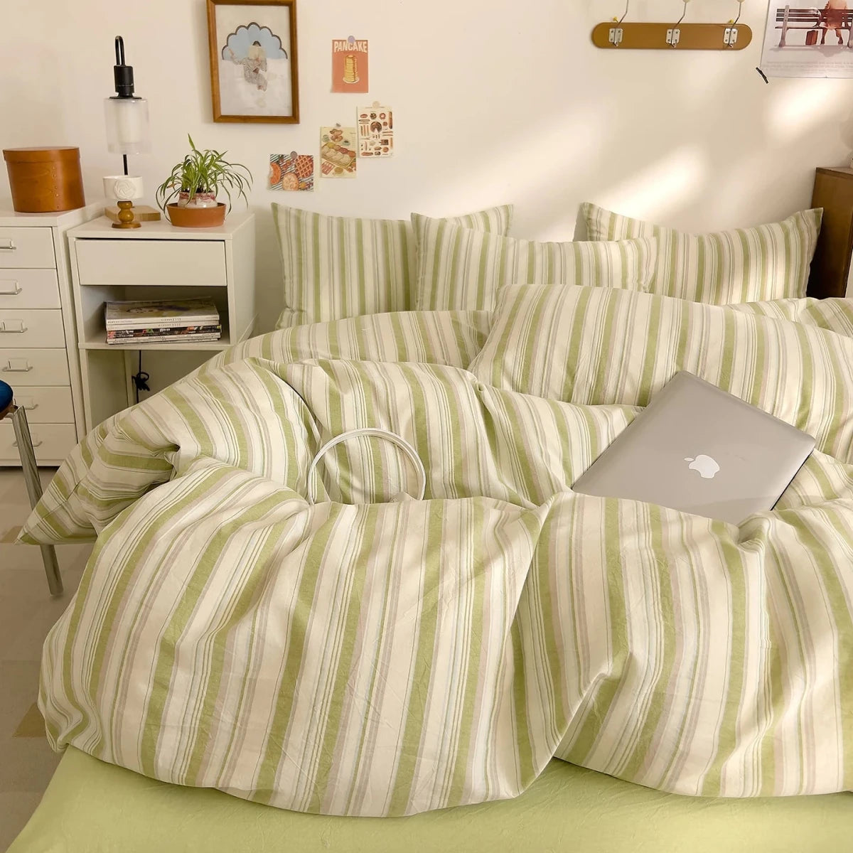 Washed Cotton Stripe Bedding Collection - WhisperLinens