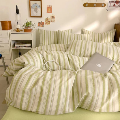Washed Cotton Stripe Bedding Collection - WhisperLinens