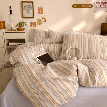 Washed Cotton Stripe Bedding Collection - WhisperLinens