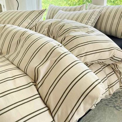 Washed Cotton Thin Stripe Bedding Collection - WhisperLinens