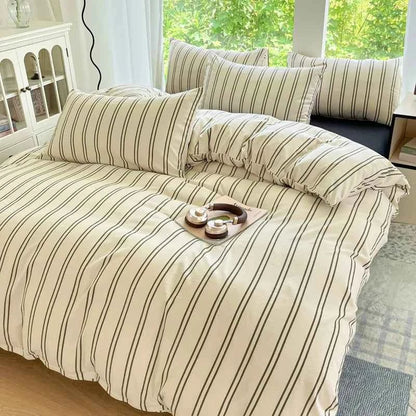 Washed Cotton Thin Stripe Bedding Collection - WhisperLinens