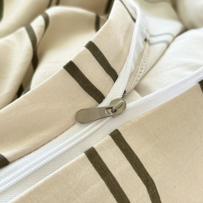 Washed Cotton Thin Stripe Bedding Collection - WhisperLinens
