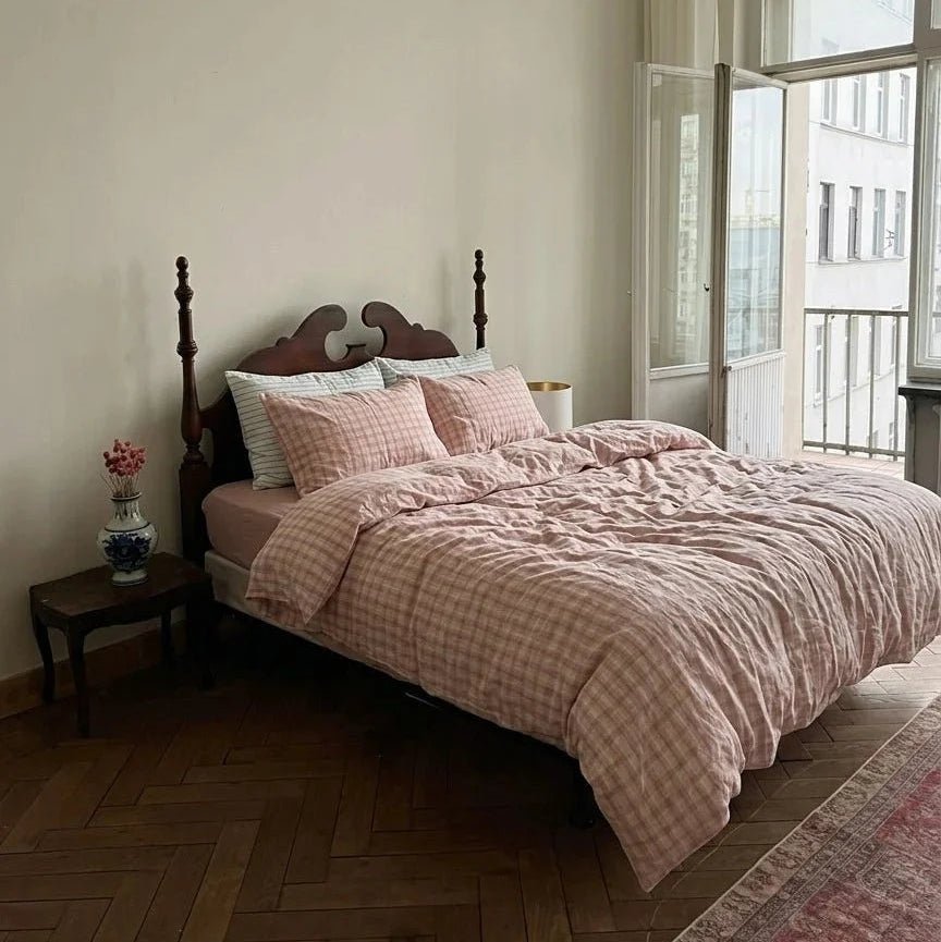 Washed Gingham Cotton Bedding Collection - WhisperLinens