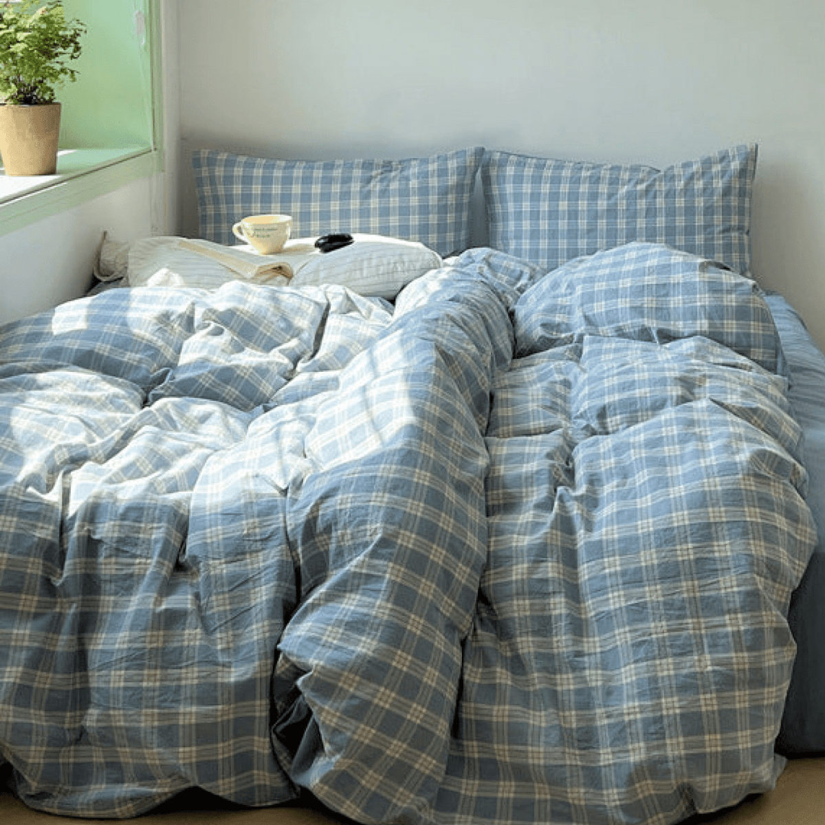 Washed Gingham Cotton Bedding Collection - WhisperLinens