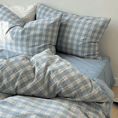 Washed Gingham Cotton Bedding Collection - WhisperLinens