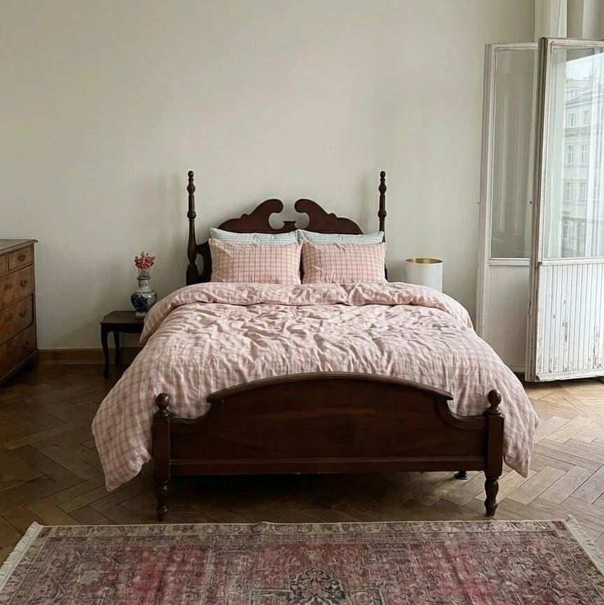 Washed Gingham Cotton Bedding Collection - WhisperLinens