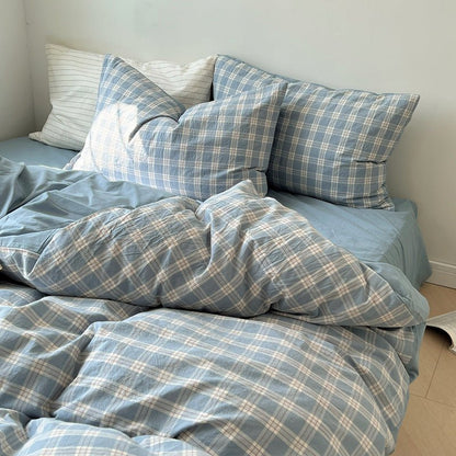 Washed Gingham Cotton Bedding Collection - WhisperLinens