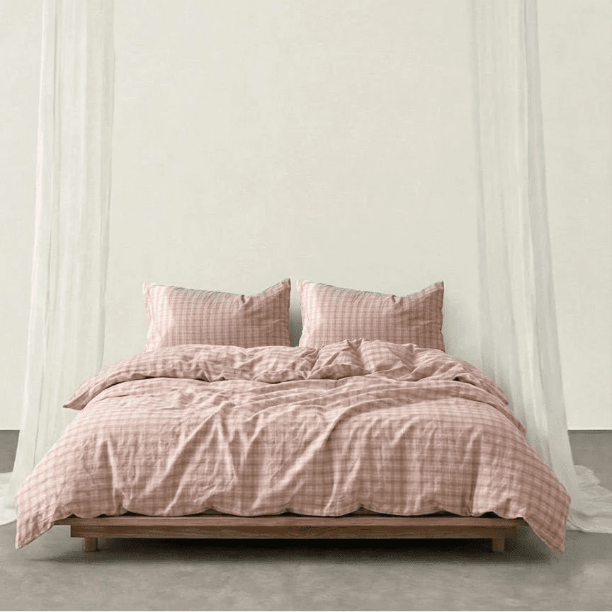Washed Gingham Cotton Bedding Collection - WhisperLinens