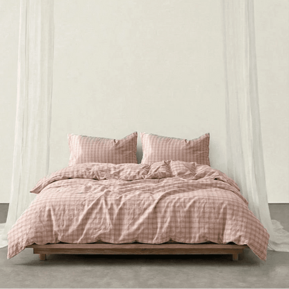 Washed Gingham Cotton Bedding Collection - WhisperLinens