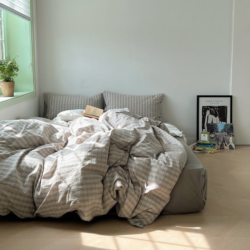 Washed Gingham Cotton Bedding Collection - WhisperLinens