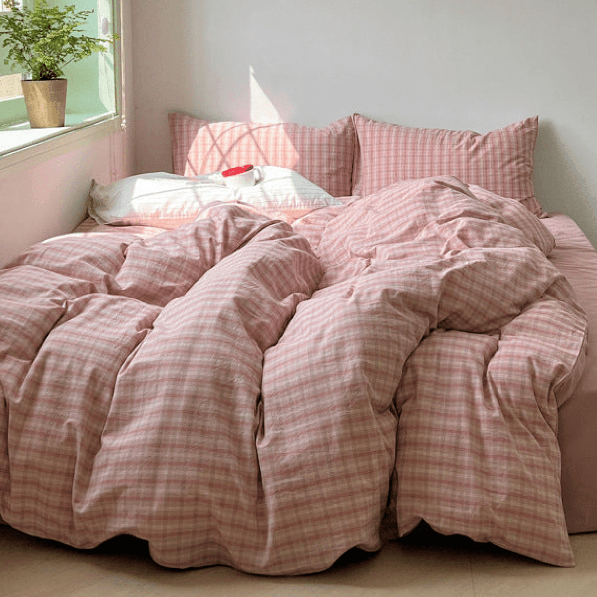 Washed Gingham Cotton Bedding Collection - WhisperLinens