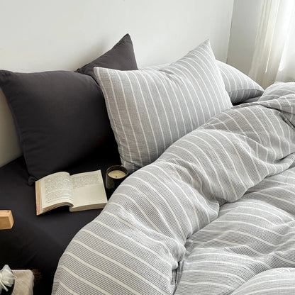 Washed Soft Stripe & Plaid Bedding Collection - WhisperLinens