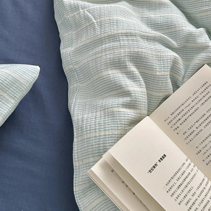 Wrenfield Crinkle Pinstripe Cotton Bedding Set - WhisperLinens