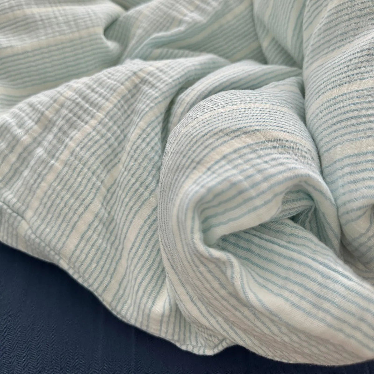 Wrenfield Crinkle Pinstripe Cotton Bedding Set - WhisperLinens