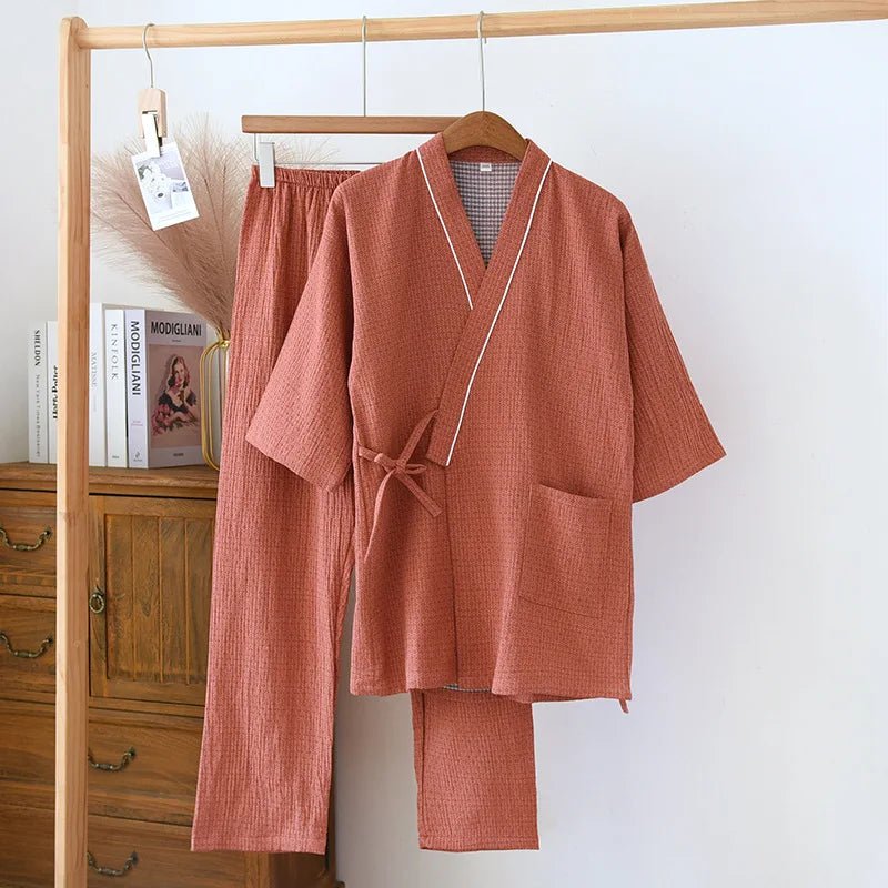 Zen Cotton Kimono Pajama Set - WhisperLinens
