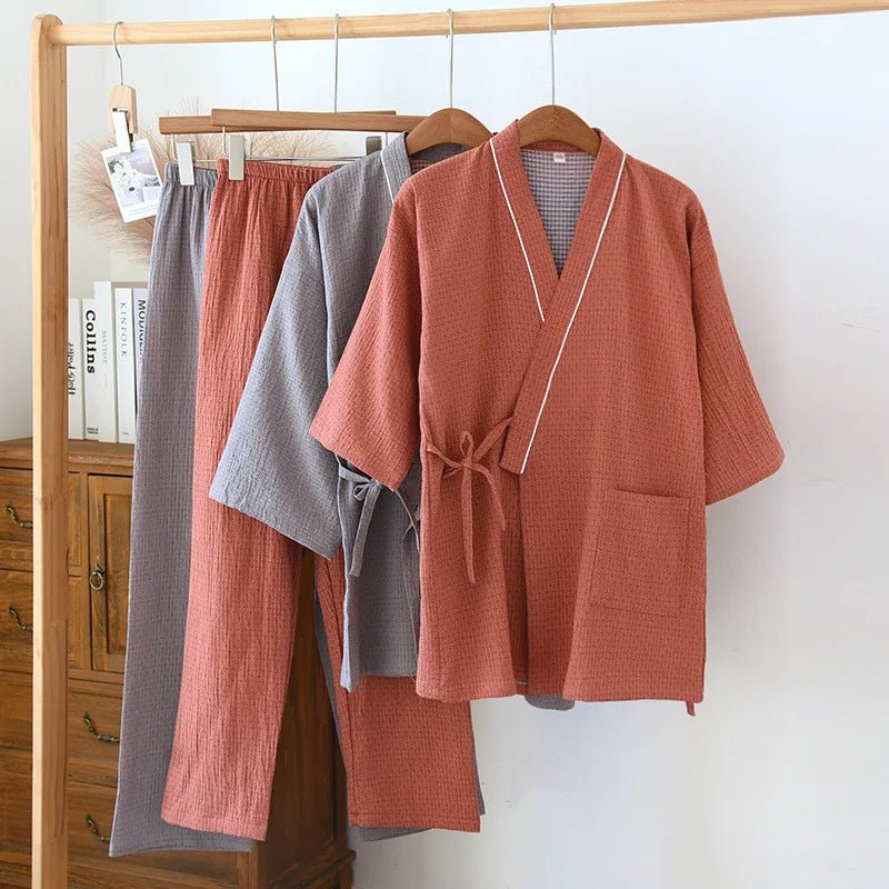 Zen Cotton Kimono Pajama Set - WhisperLinens