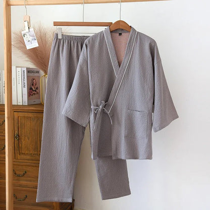Zen Cotton Kimono Pajama Set - WhisperLinens