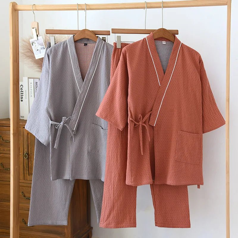 Zen Cotton Kimono Pajama Set - WhisperLinens