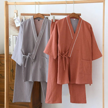 Zen Cotton Kimono Pajama Set - WhisperLinens
