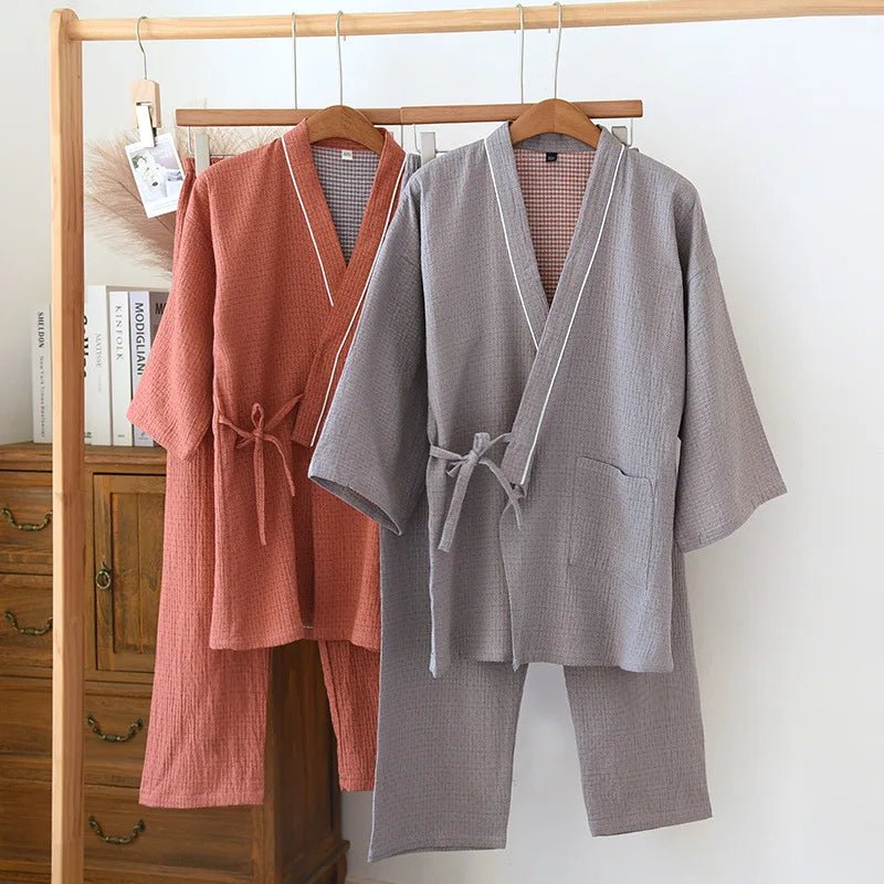 Zen Cotton Kimono Pajama Set - WhisperLinens
